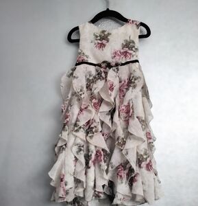 Girl's  B.Smart Floral Tiered Ruffled Holiday Party Dress   Size 4